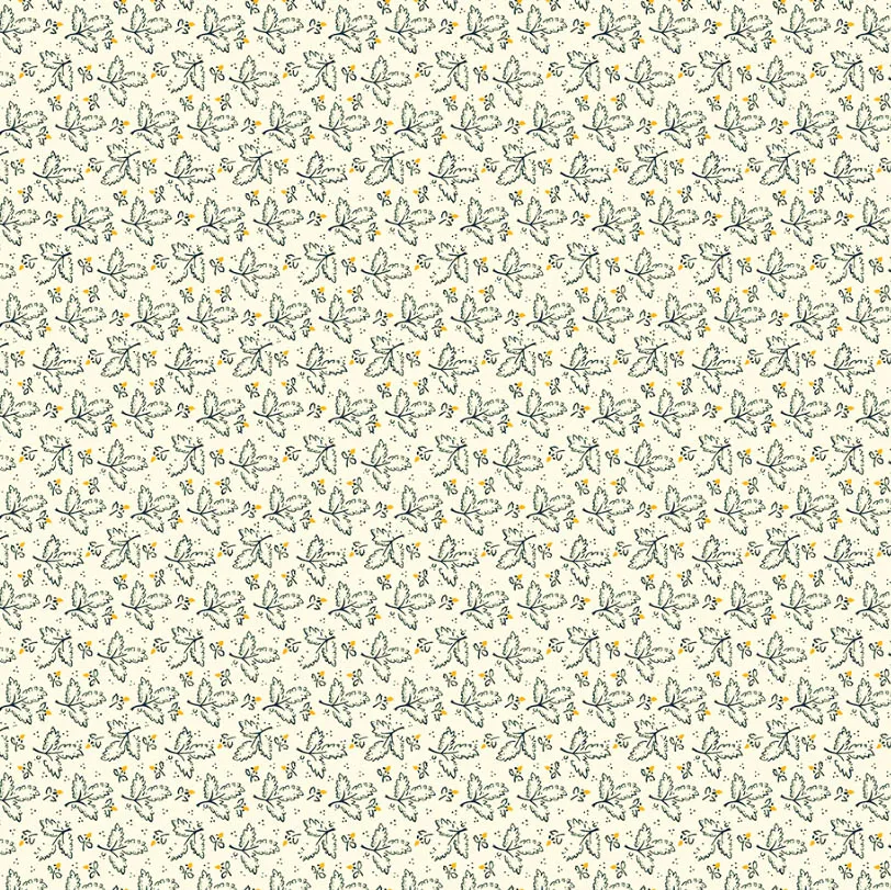 Katoen beige met blauwe blaadjes
